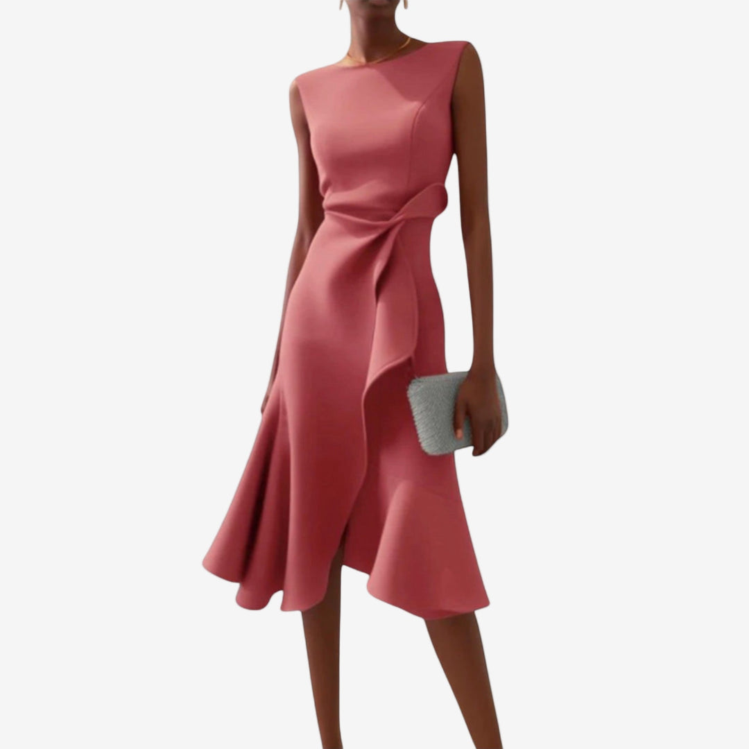 Livia | Elegant Asymmetrical Cut Midi Dress for Women 6