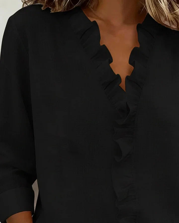 Livia | Elegant Ruffled V-Neck Women's Blouse for Summer 3