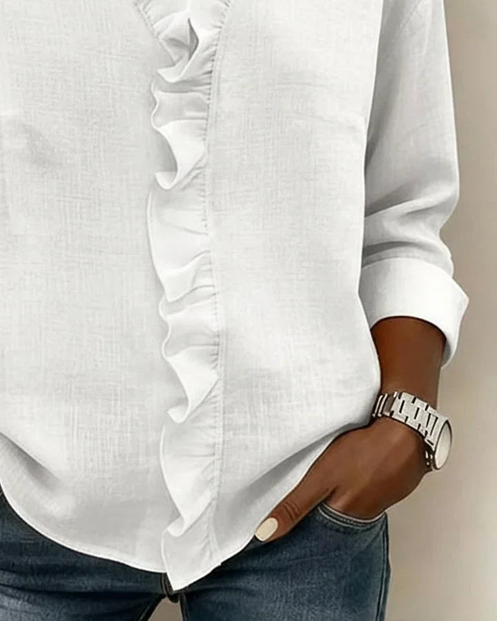 Livia | Elegant Ruffled V-Neck Women's Blouse for Summer 6