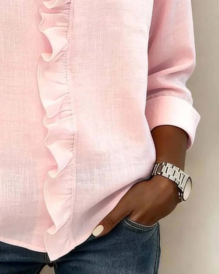 Livia | Elegant Ruffled V-Neck Women's Blouse for Summer 7