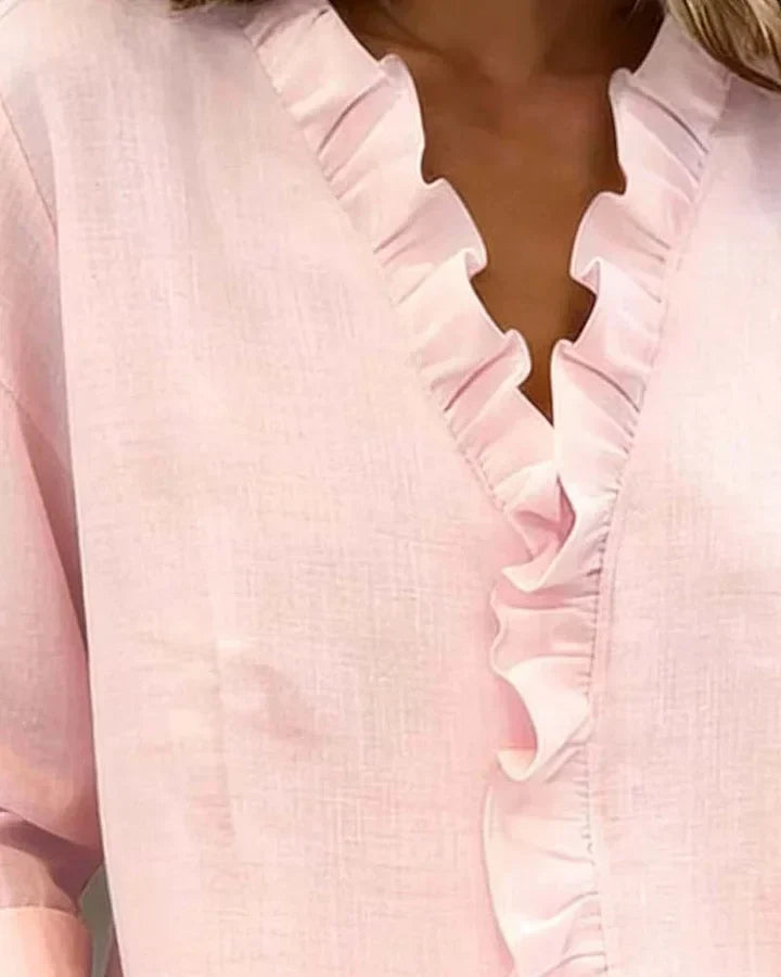 Livia | Elegant Ruffled V-Neck Women's Blouse for Summer 8