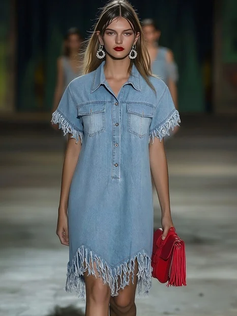 Lola | Tailored And Sophisticated Collared Fringe Mini Dress 1