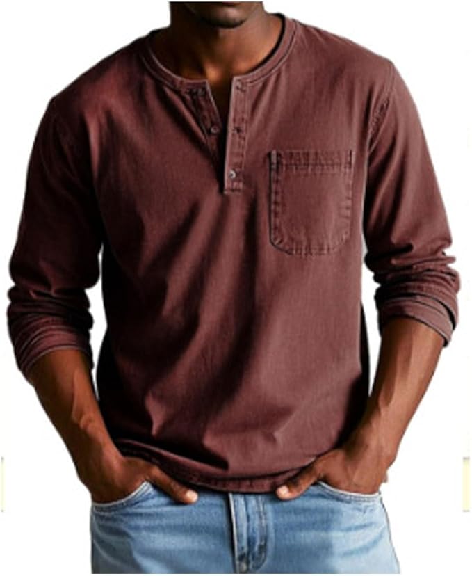 Lucas | Sporty and elegant long-sleeved Henley shirt 1