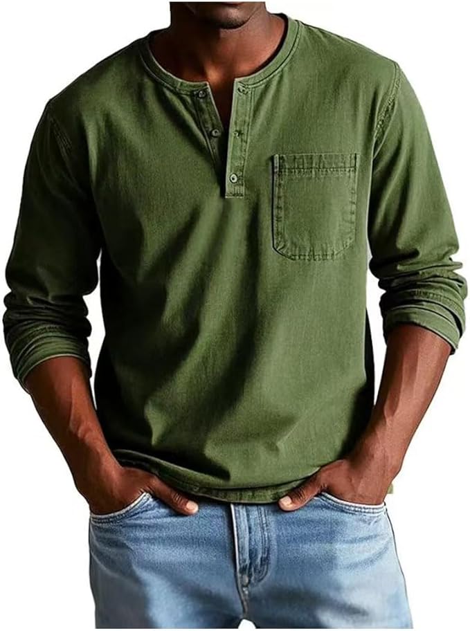 Lucas | Sporty and elegant long-sleeved Henley shirt 7