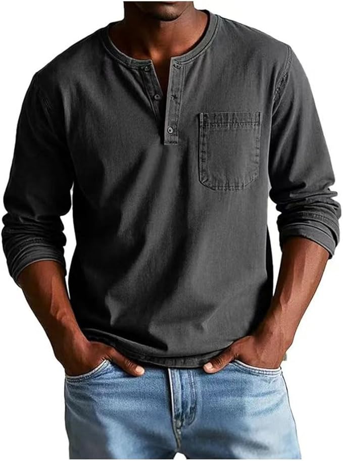 Lucas | Sporty and elegant long-sleeved Henley shirt 8