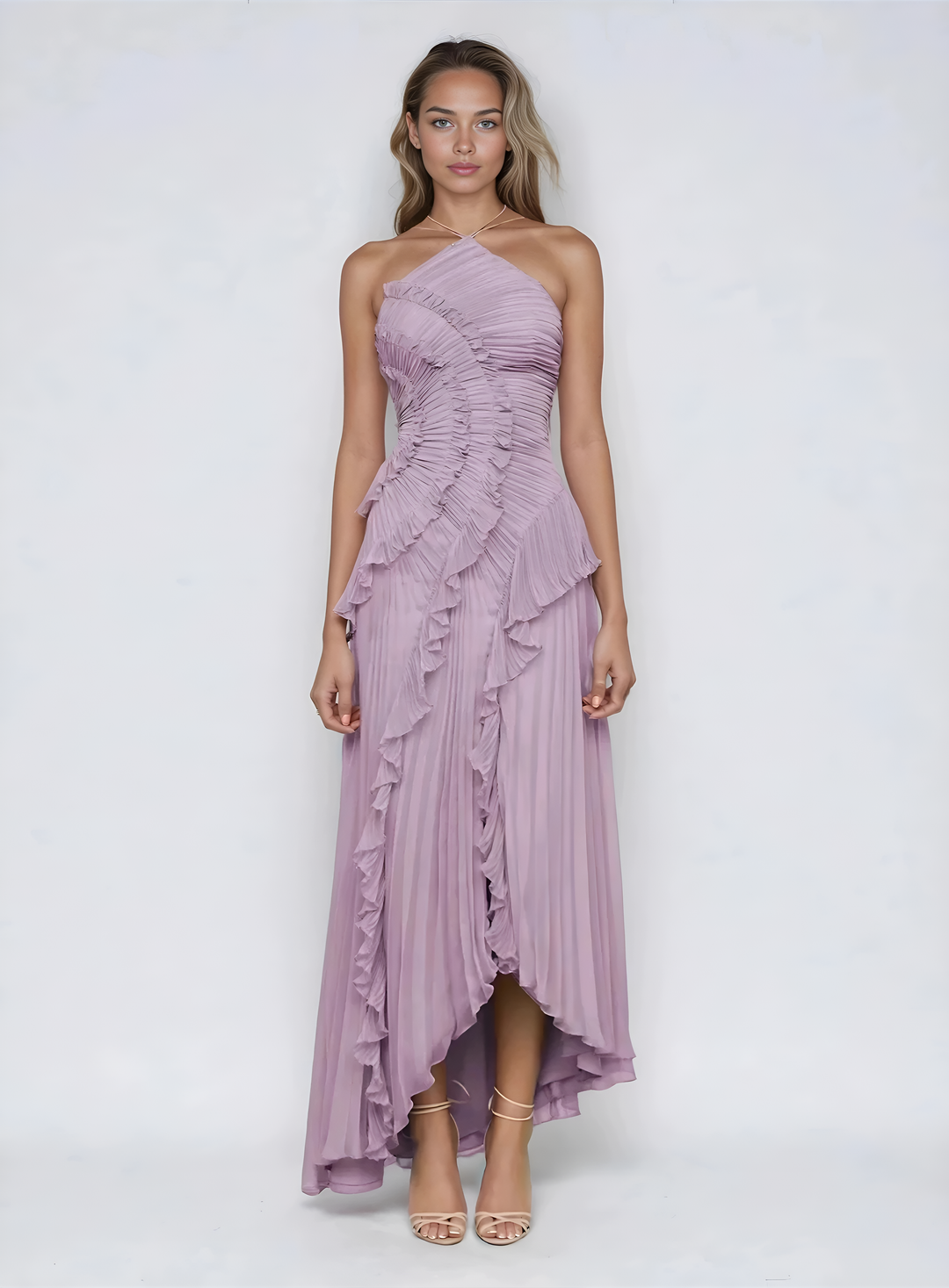 Luna Belle | Elegant Asymmetrical White Maxi Dress for Women 0