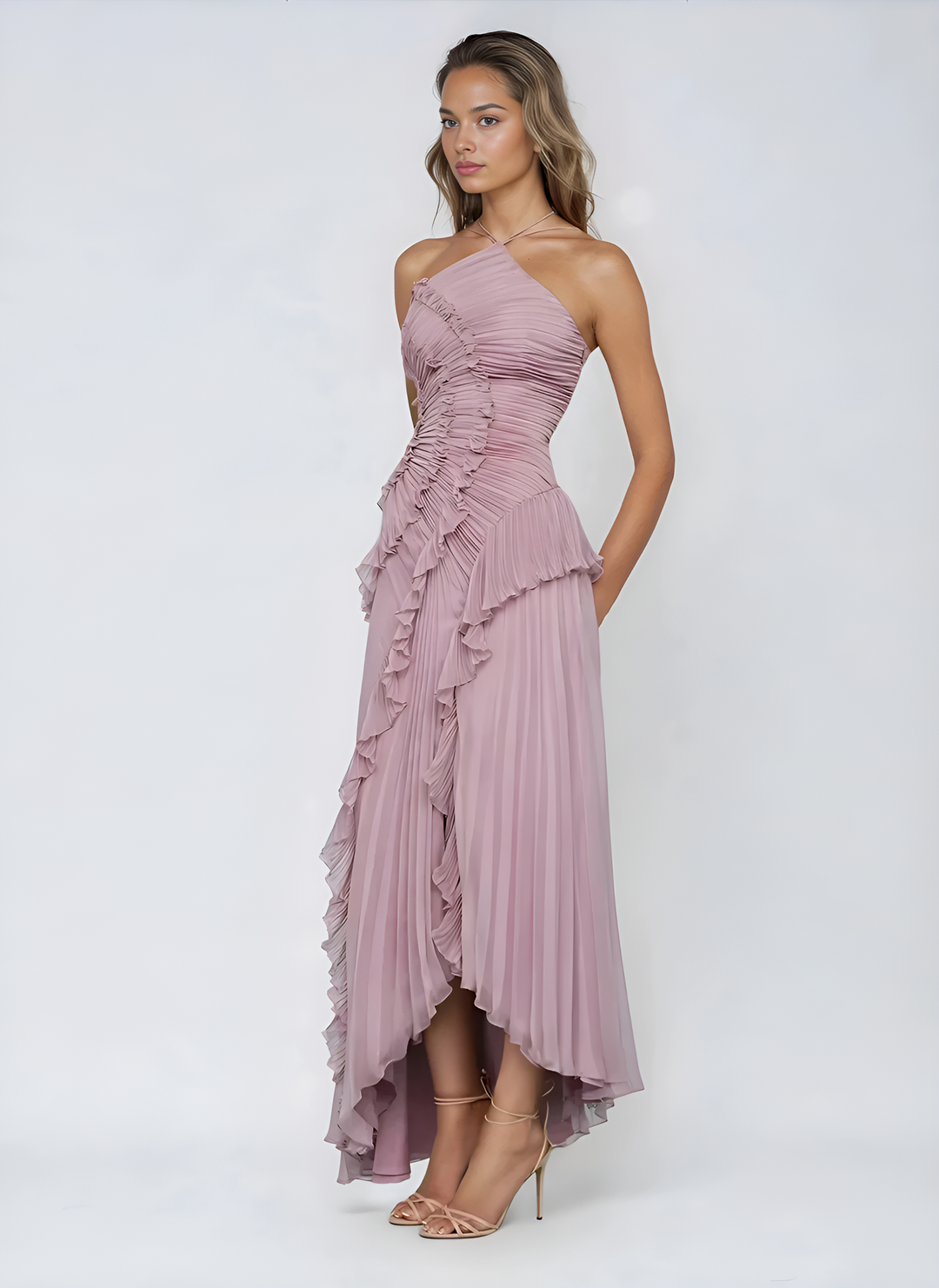 Luna Belle | Elegant Asymmetrical White Maxi Dress for Women 1