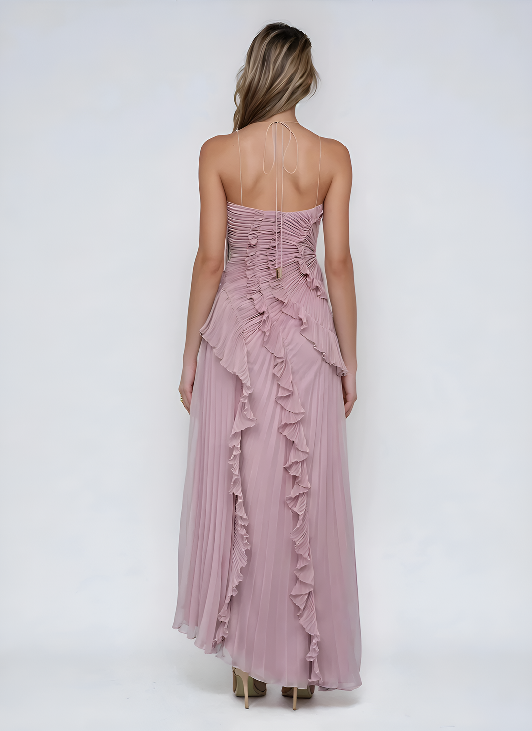 Luna Belle | Elegant Asymmetrical White Maxi Dress for Women 3