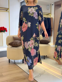 Elsie | Elegantes Maxikleid mit floralem Druck in Übergröße