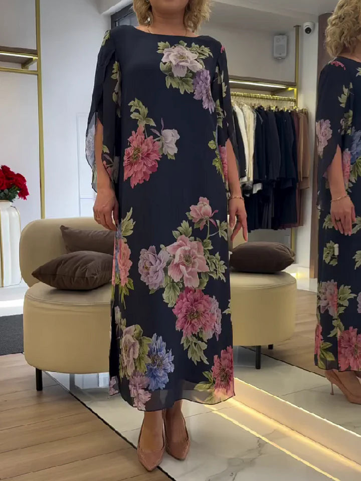 Luna Belle | Elegant Floral Print Plus Size Maxi Dress 1