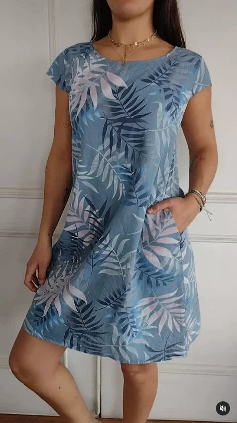 Luna Breeze | Relaxed Fit Women's Summer Dress with Botanical Print 9