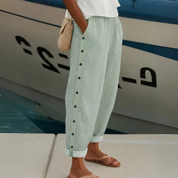 Luna Chic | Elegant High-Waisted Striped Button Pants 5