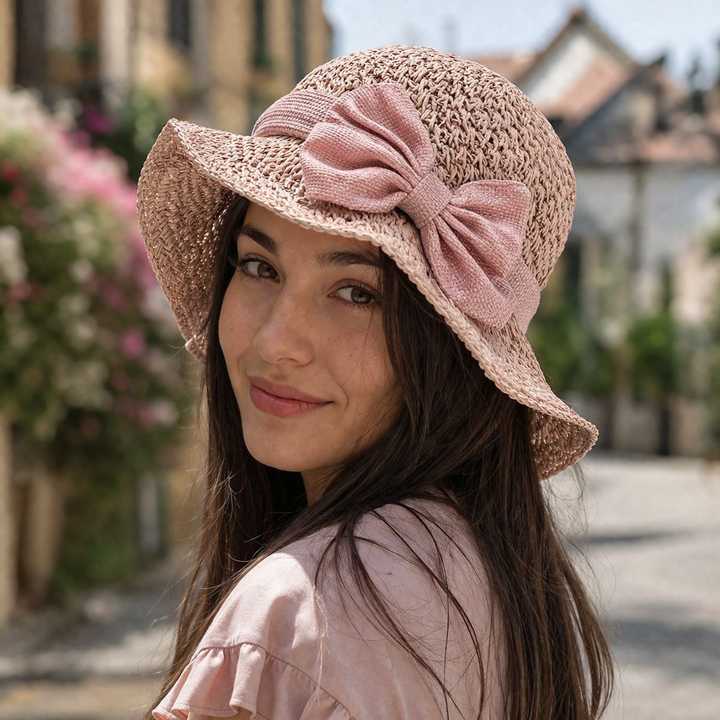 Luna | Elegant Handcrafted Sun Hat with Vintage Bow 0