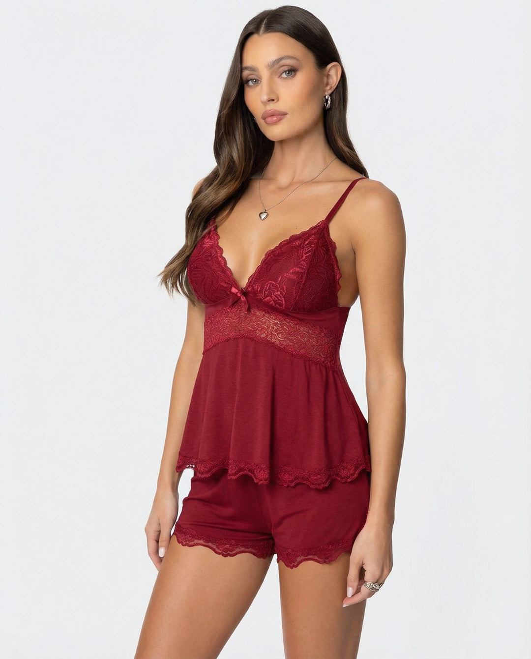 Luna | Elegant Lace Trim Women's Cami Set 5