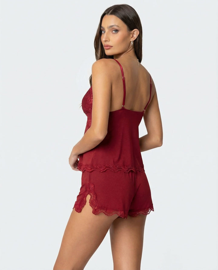 Luna | Elegant Lace Trim Women's Cami Set 6