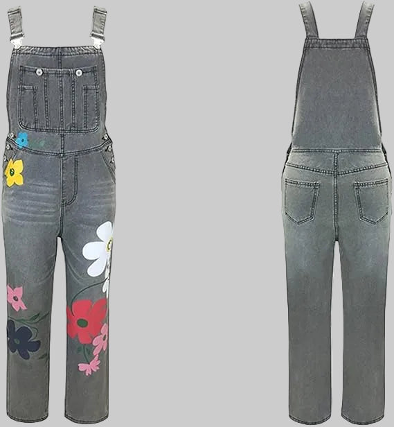 Luna | Playful And Vibrant Floral Denim Jumpsuits 2