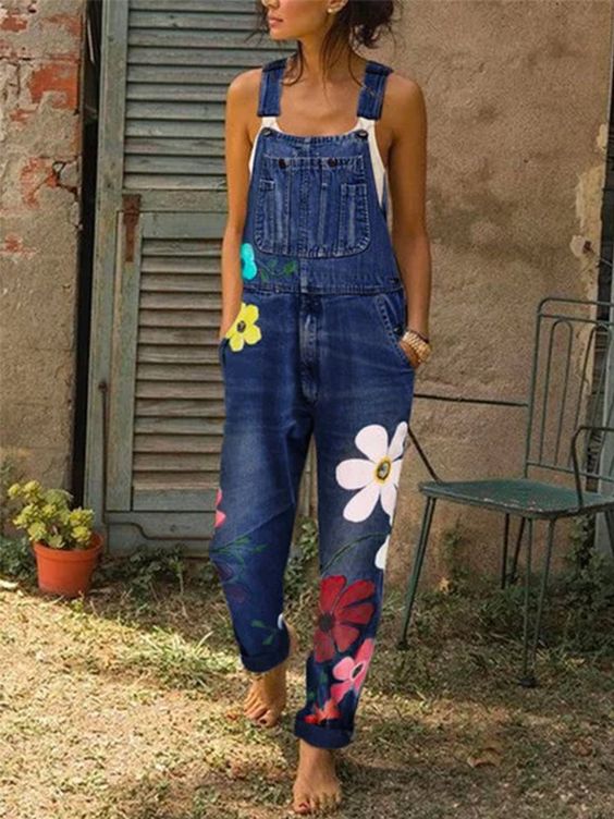 Luna | Playful And Vibrant Floral Denim Jumpsuits 4