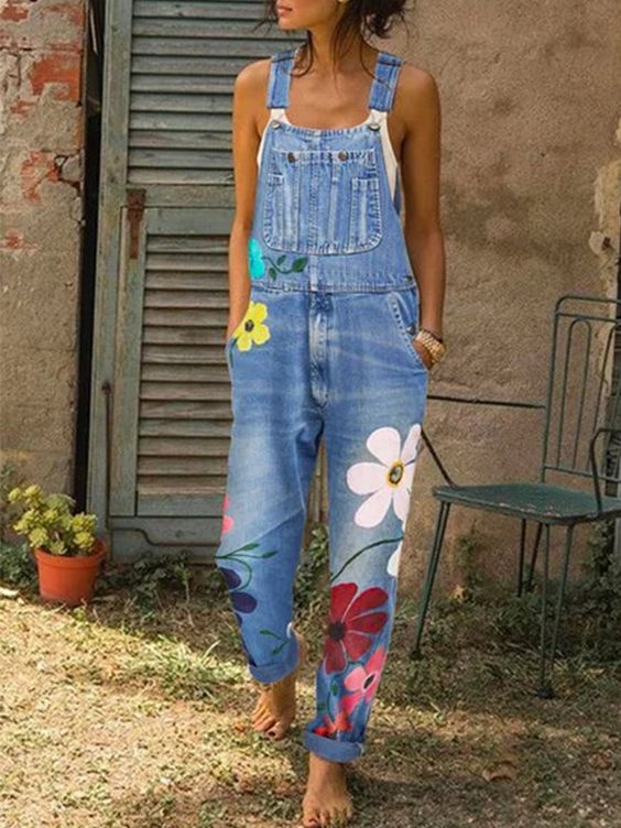 Luna | Playful And Vibrant Floral Denim Jumpsuits 5