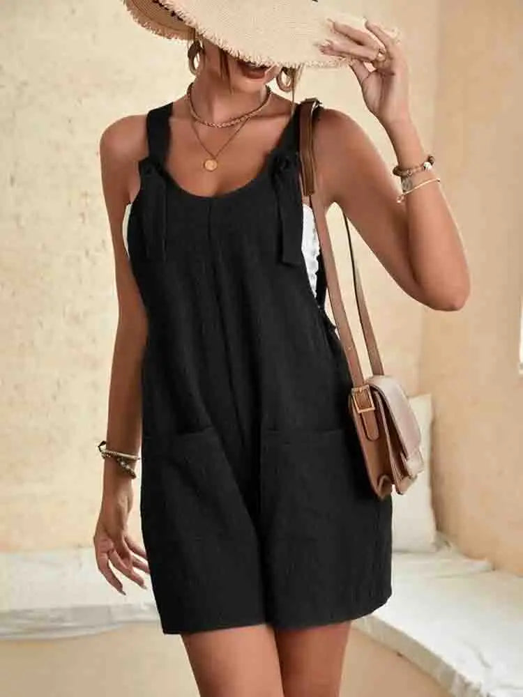 Luna | Relaxed Linen Tie-Strap Romper 2