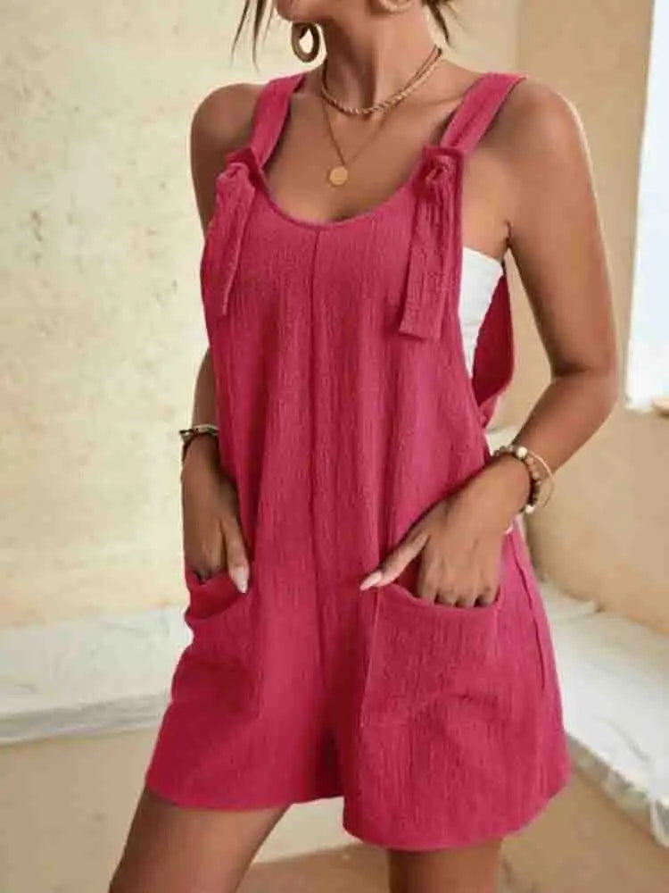 Luna | Relaxed Linen Tie-Strap Romper 3