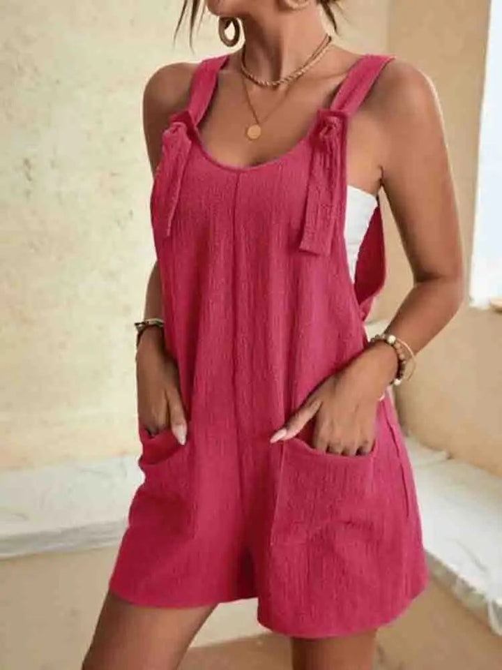 Luna | Relaxed Linen Tie-Strap Romper 3