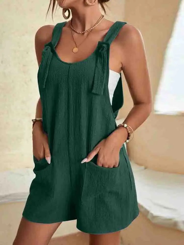 Luna | Relaxed Linen Tie-Strap Romper 4