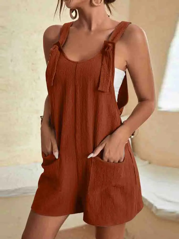 Luna | Relaxed Linen Tie-Strap Romper 5