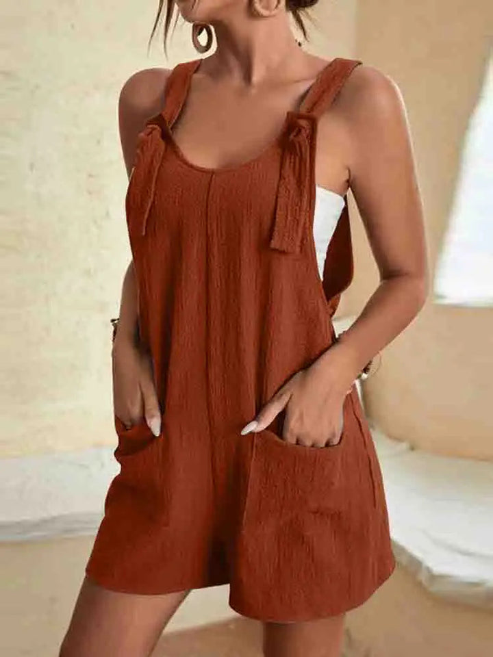 Luna | Relaxed Linen Tie-Strap Romper 5