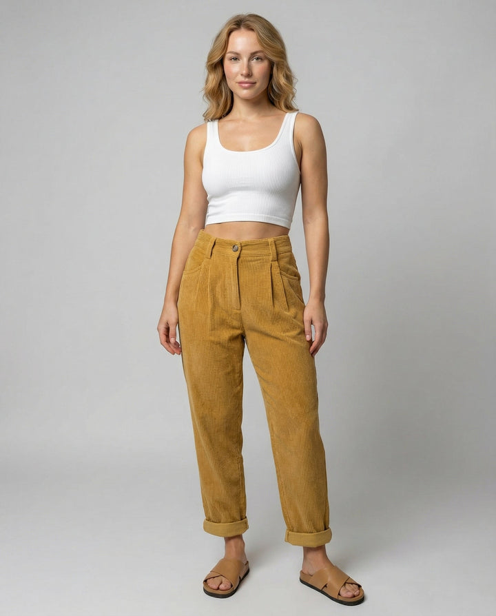 Maeve | Premium Elastic Waist Corduroy Trousers 0