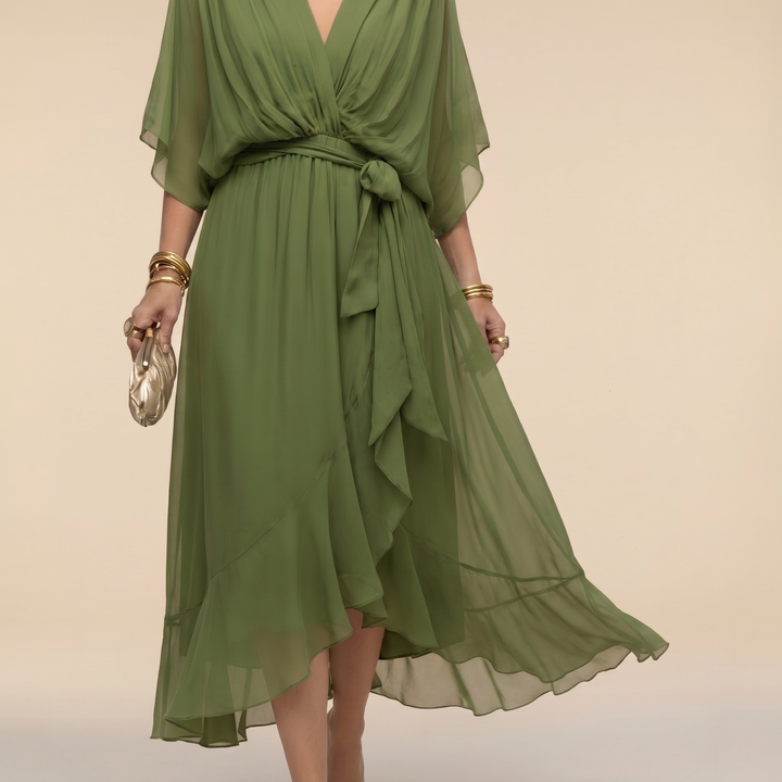 Margaret | Flattering V-Neck Wrap Midi Dress 1