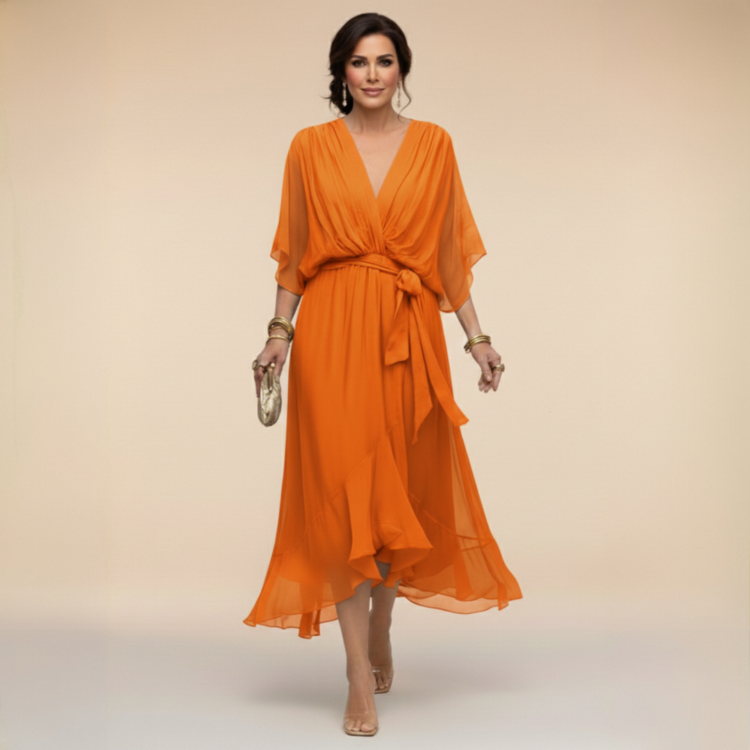 Margaret | Flattering V-Neck Wrap Midi Dress 10