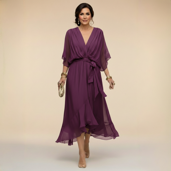 Margaret | Flattering V-Neck Wrap Midi Dress 12
