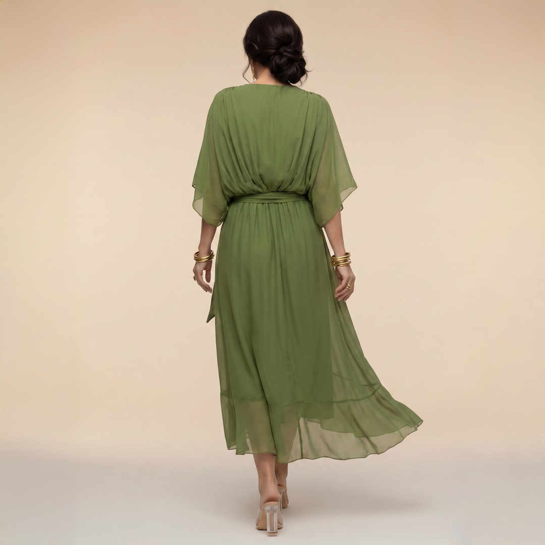 Margaret | Flattering V-Neck Wrap Midi Dress 2