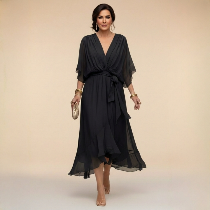 Margaret | Flattering V-Neck Wrap Midi Dress 4