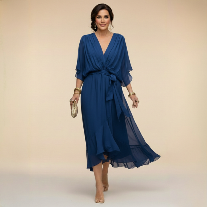 Margaret | Flattering V-Neck Wrap Midi Dress 5
