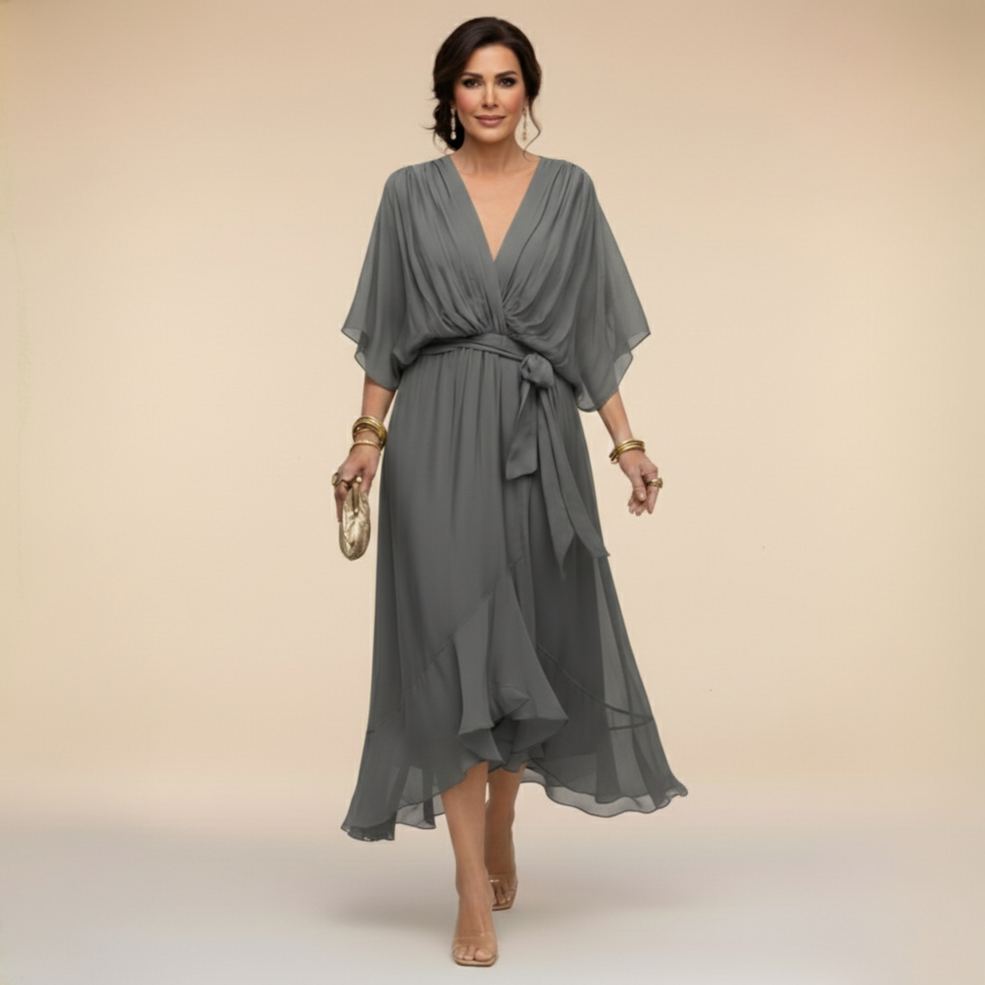 Margaret | Flattering V-Neck Wrap Midi Dress 8