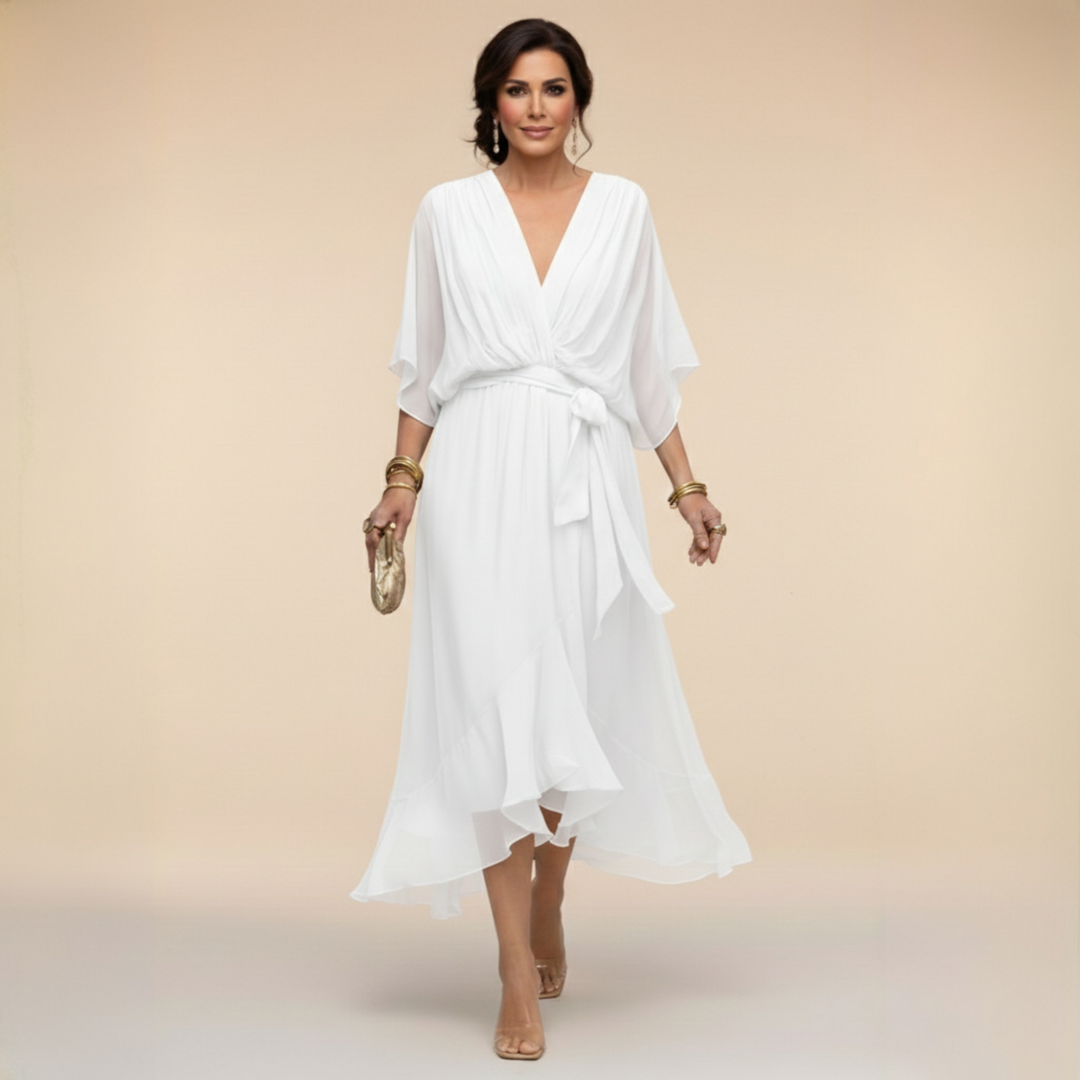 Margaret | Flattering V-Neck Wrap Midi Dress 9