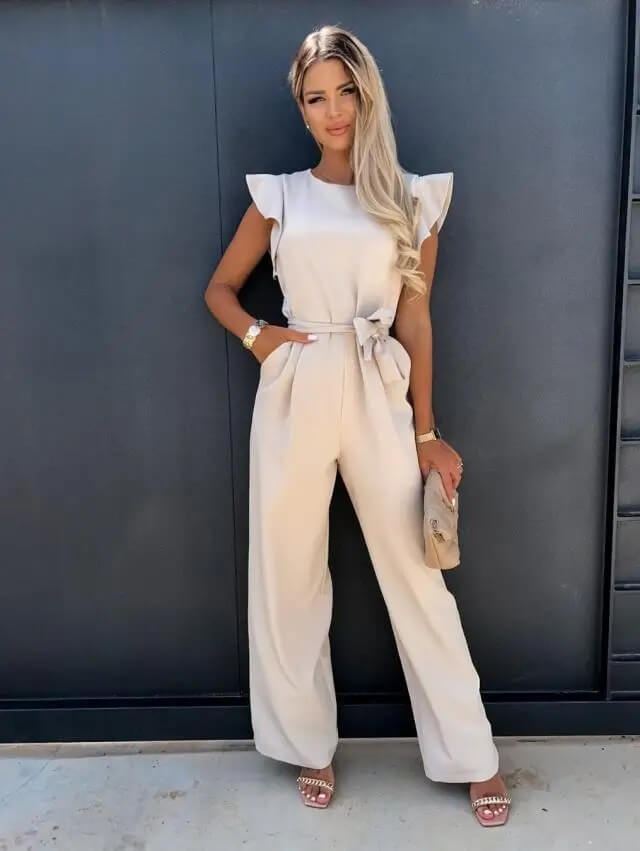 Marilyn | Elegant And Flowing Flutter Sleeve Jumpsuit 0