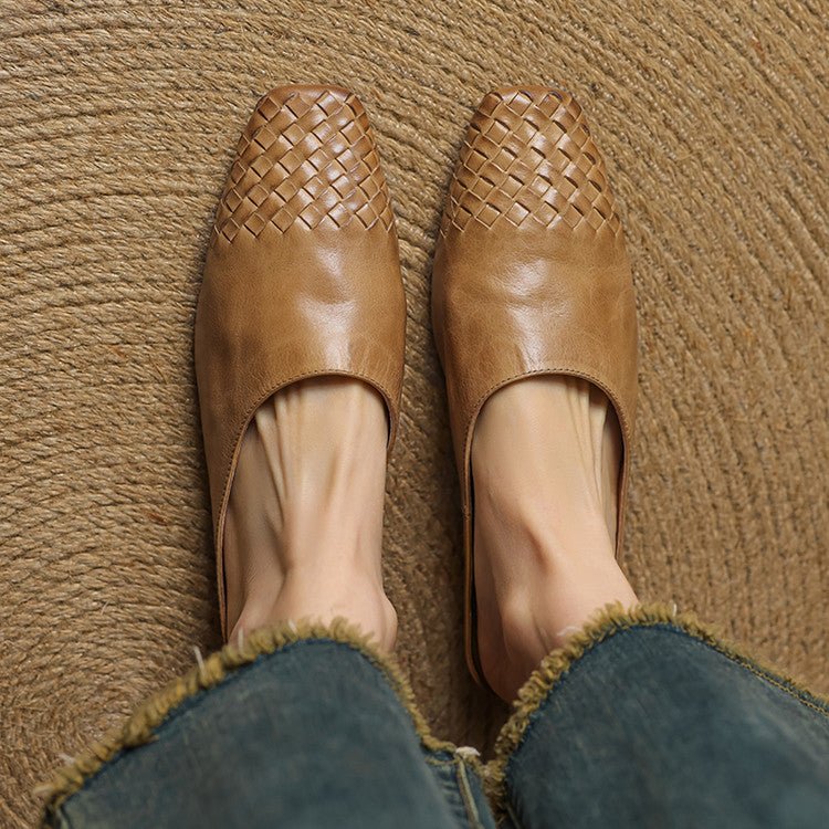 Marilyn | Stylish Woven Square Toe Leather Mules 2