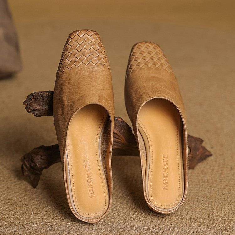 Marilyn | Stylish Woven Square Toe Leather Mules 4