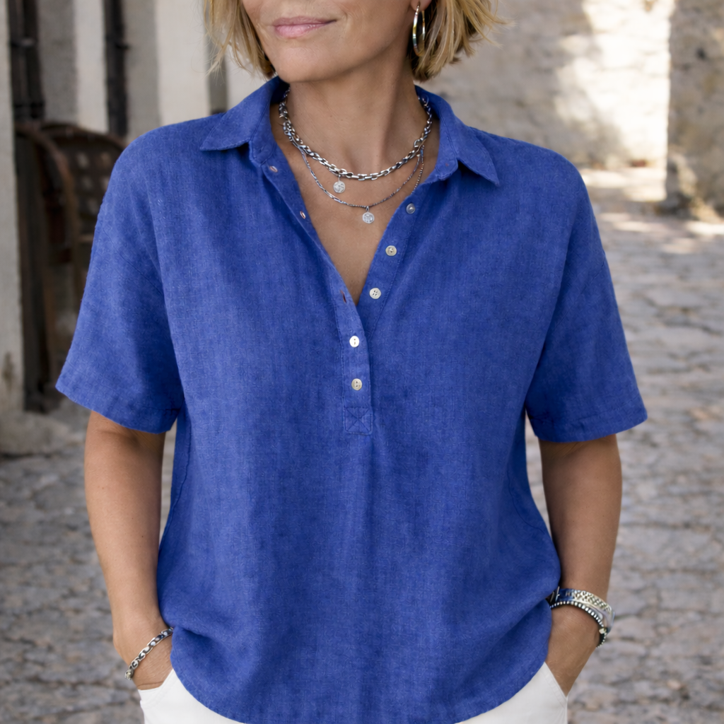Mary | Elegant & Airy Linen-Style Button-Down Shirt 1