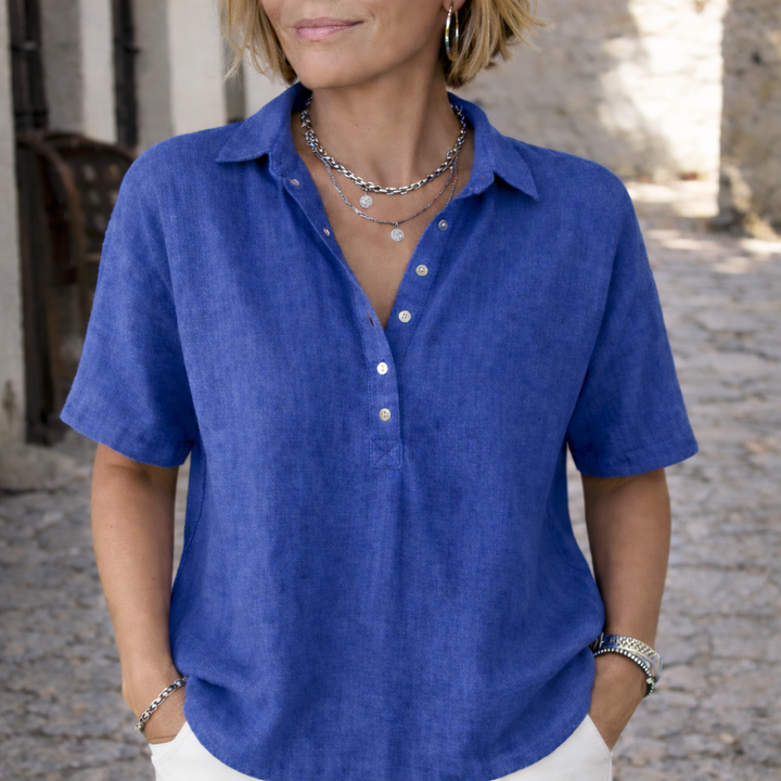 Mary | Elegant & Airy Linen-Style Button-Down Shirt 1