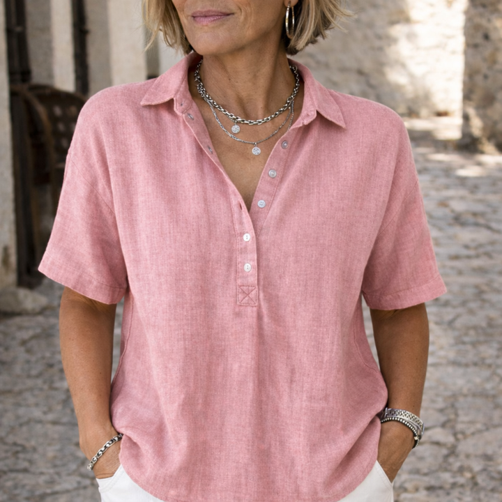Mary | Elegant & Airy Linen-Style Button-Down Shirt 4