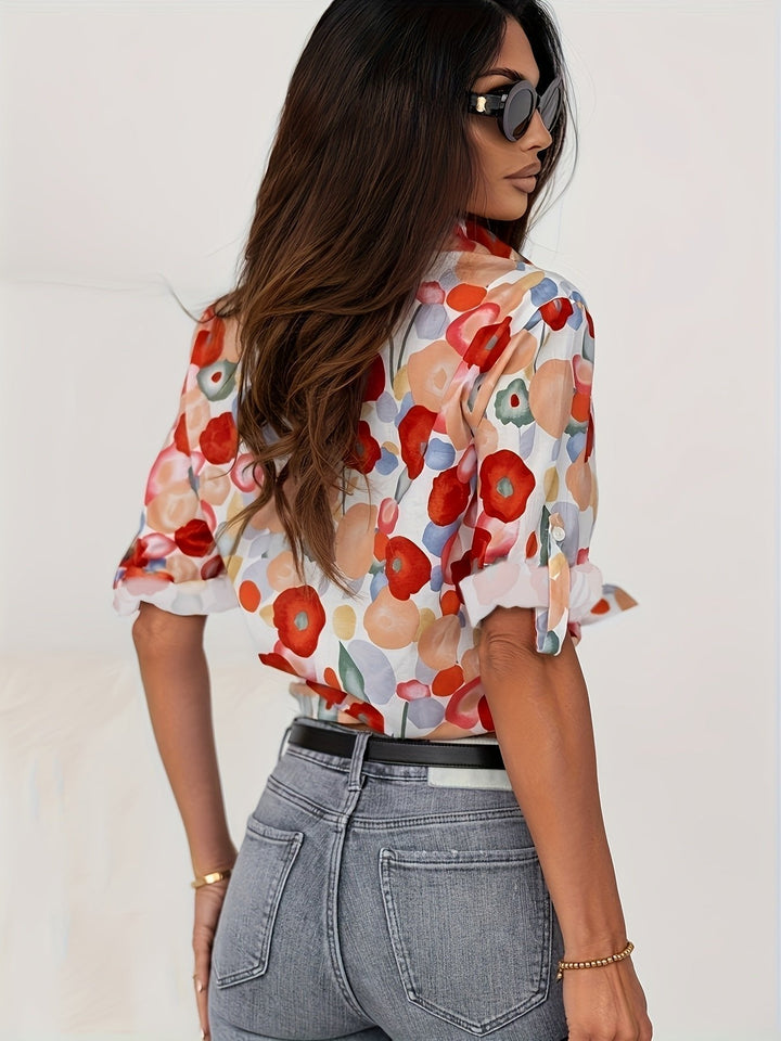 Maya | Artistic Floral Button-Down Long Sleeve Shirts 2