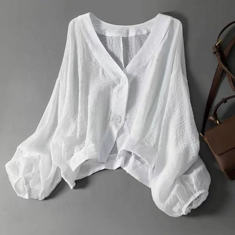 Maya | Effortless And Breathable Linen Batwing Blouse 0