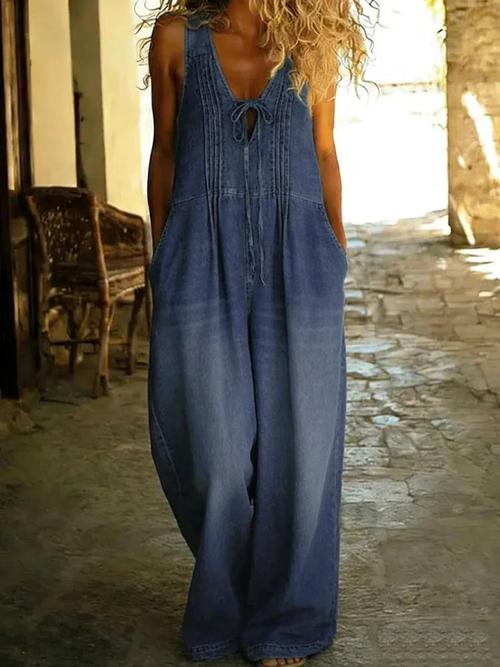 Maya | Wide-Leg Denim Utility Jumpsuit 0