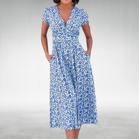Nora | Elegantes und bequemes Midi-Kleid mit V-Ausschnitt