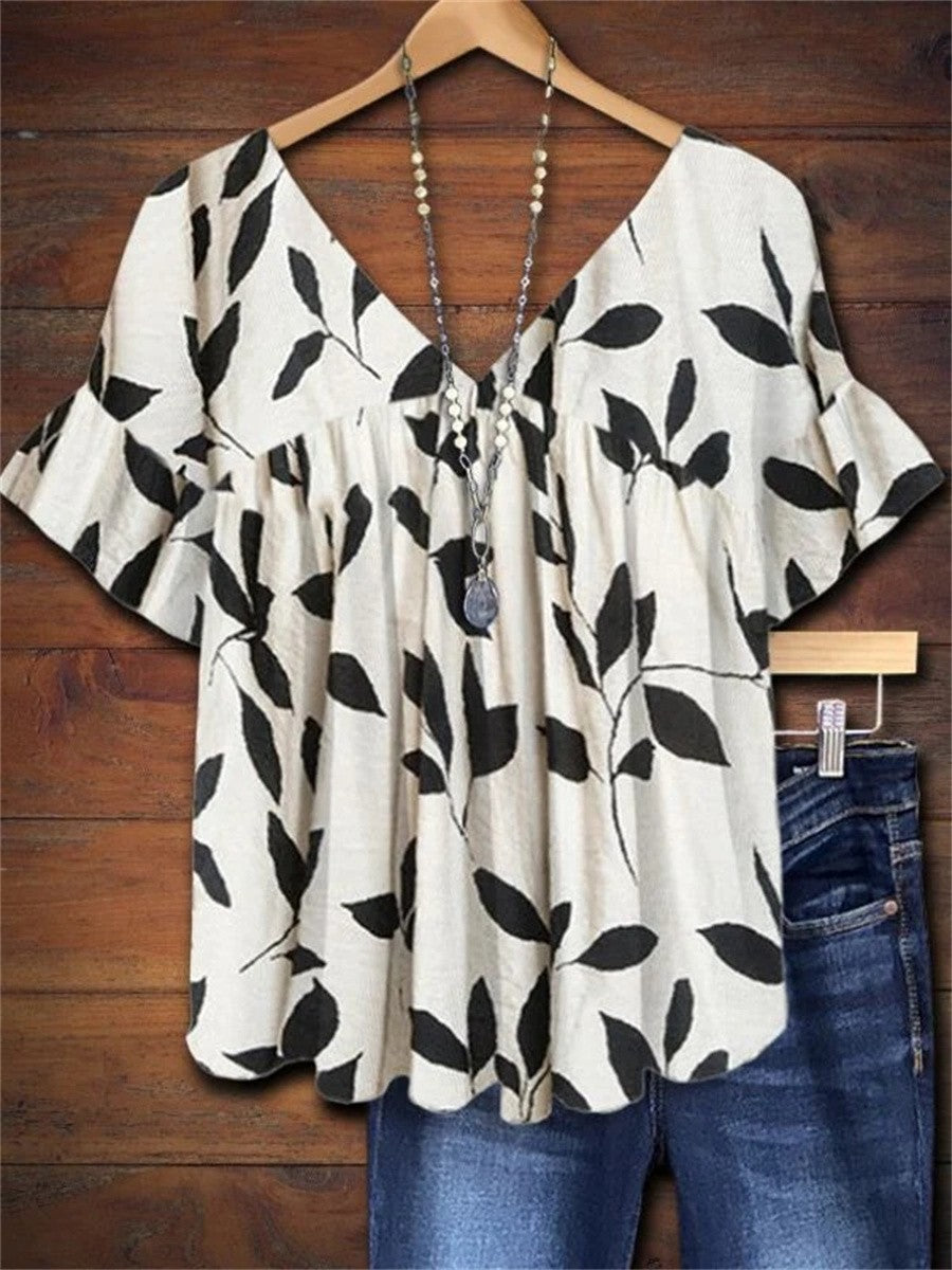 Michelle | Rosetta Botanical Leaf Print Blouse 0