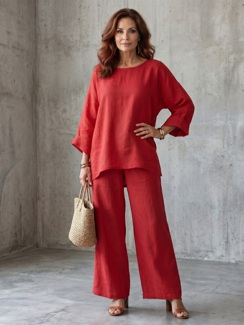 Michelle | Stylish and Breathable Oversized Tunic & Wide-Leg Set 0