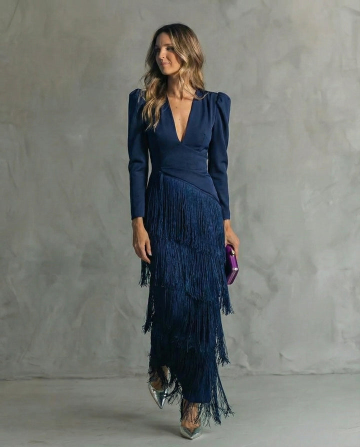 Mila | Elegant And Glamorous Fringe Maxi Dress 1